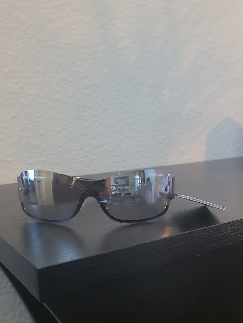 True Religion Black Shield Sunglasses with Smoke Lenses
